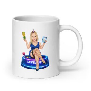 White glossy mug - Level Up With Toronto Unicorn Logo